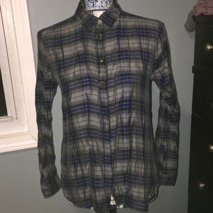 Loft plaid jeweled blouse